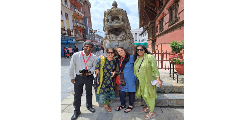 Pakistani and Indian journalists bond at Darbar Square, Kathmandu