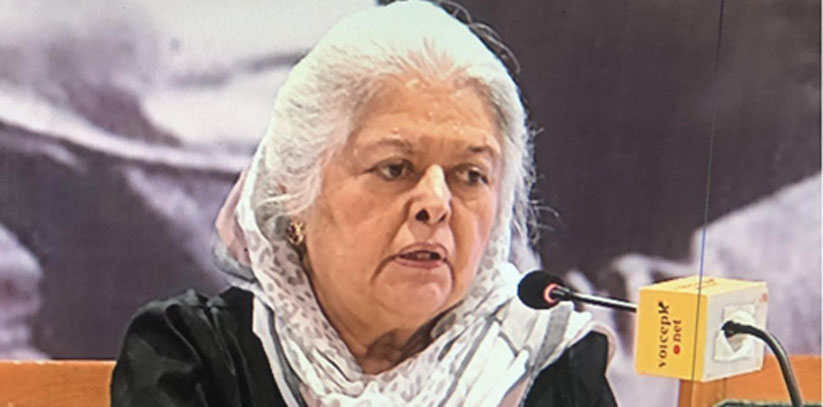Afghan women’s rights activist Seraj Mahbouba in a session at AJCONF2022. Photo credit: VoicePk.net