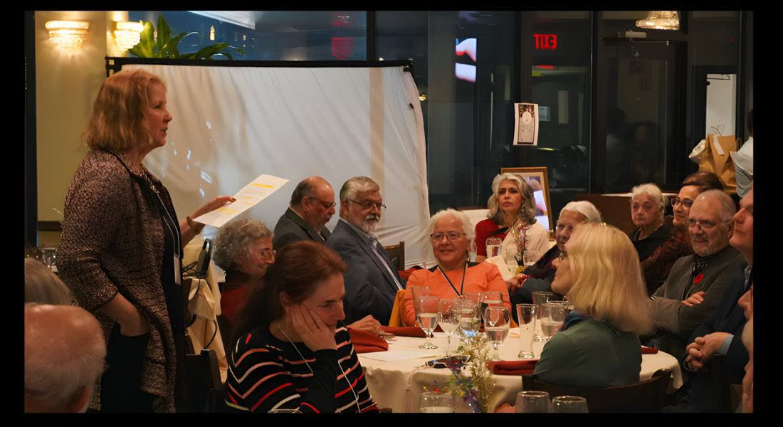 Carolyn Cross making her speech at the gala: Reflections on mentorship, friendship, and decades of scientific impact.