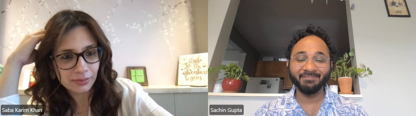 Writer Sachin Gupta interviewing Director Saba Karim Khan about W.R.A.P. documentary. Screenshot via Sachin Gupta.