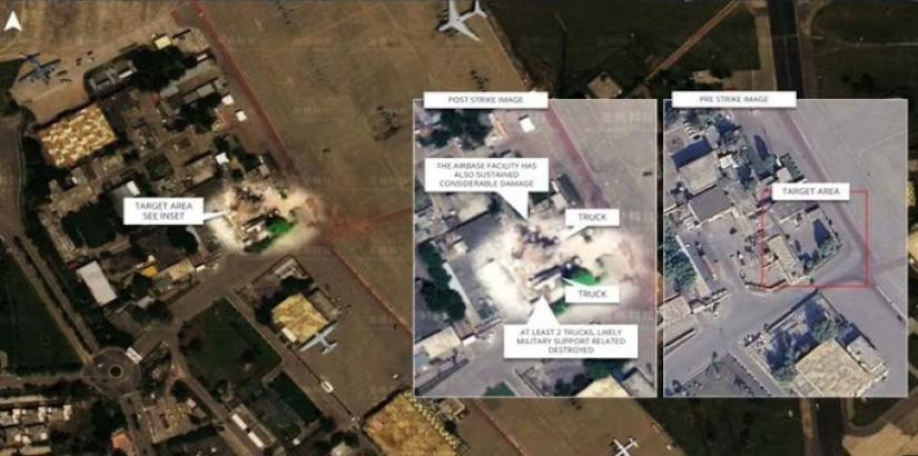Damage of Pakistani airbase (Photo: Twitter)