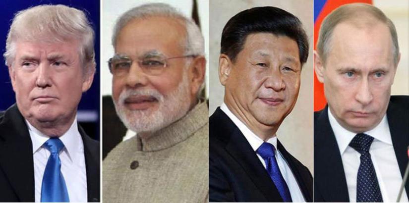 Donald Trump, Narendra Modi, Xi Jinping and Vladimir Putin