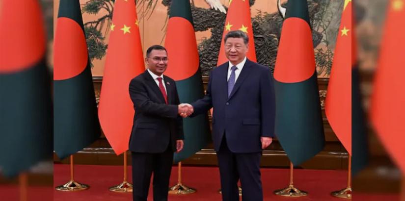Tarique Rahman meets Xi Jinping in Beijing.