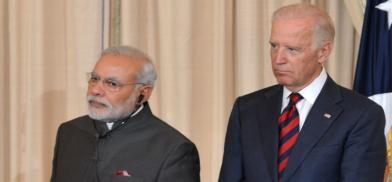 Indian Prime Minister Narendra Modi and President Joe Biden, who was then vice president, at a lunch at the State Department during the Indian leader's visit to Washington in 2014. (File Photo: State Dept)