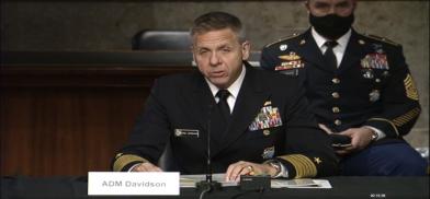 Adm Davidson 0309 ,jpg: Admiral Philip S. Davidson, the commander of the US Indo-Pacific Command speaks at a hearing of the Senate Armed Services Committee on Tuesday, March 9, 2021. (Photo: Senate TV)