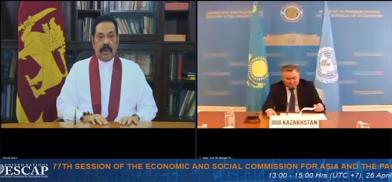 Addressing the 77th Session of UNESCAP, Sri Lanka’s Prime Minister Mahinda Rajapaksa (File)
