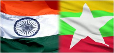India and Myanmar flags India and Myanmar flags