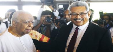 Sri Lankan President Gotabaya Rajapaksa with Tamil National Alliance party leader R. Sampanthan