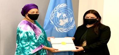 India's Minister of State for External Affairs Meenakshi Lekhi met with United Nations Deputy Secretary-General Amina Mohammed on Thursday, September 8, 2021, at the UN headquarters in New York. (Photo: Twitter)