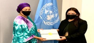 India's Minister of State for External Affairs Meenakshi Lekhi met with United Nations Deputy Secretary-General Amina Mohammed on Thursday, September 8, 2021, at the UN headquarters in New York. (Photo: Twitter) India's Minister of State for External Affairs Meenakshi Lekhi met with United Nations Deputy Secretary-General Amina Mohammed on Thursday, September 8, 2021, at the UN headquarters in New York. (Photo: Twitter)