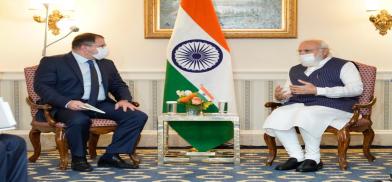Prime Minister Narendra Modi met with semiconductor giant Qualcomm's CEO Cristiano Amon in Washington on Sept. 23, 2021. (Photo: MEA Twitter)