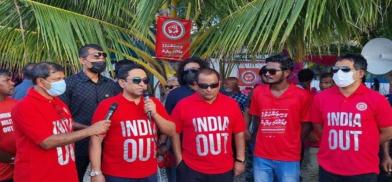 Former Maldives President Abdulla Yameen speaking at a demonstration as part of the 'India Out' campaign (Photo: NewsX)