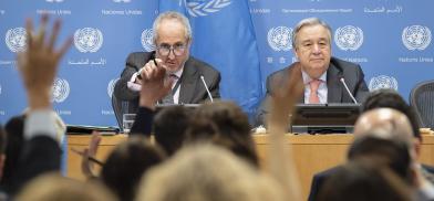 Secretary-General Antonio Guterres and Spokesperson Stephane Dujarric (Photo: UN News)