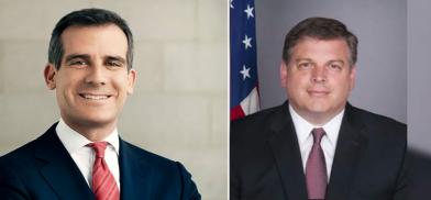 Eric Garcetti(L) and Donald Blome(R)