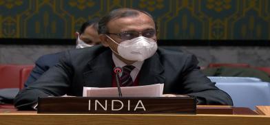 India's Permanent Representative T S Tirumurti speaks at the United Nations Security Council on Monday, January 31, 2022. (Photo: UN)