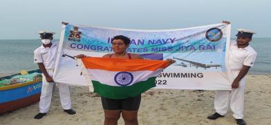 Autistic Indian girl swims across Palk Strait