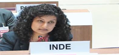 Seema Pujani, First Secretary at the Permanent Mission of India to the United Nations at Geneva, speaks at the UN Human Rights Council on Thursday, March 3, 2022. (Photo: UN)