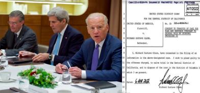 From left, former United States Ambassador to Pakistan Richard Olson, Secretary of State John Kerry and Joe Biden, who was then Vice President, at a meeting in Davos, Switzerland, with Pakistani and Afghani leaders in 2016. (File Photo: State Dept.) A copy of the document filed by former United States Ambassador to Islamabad, Richard Olson, admitting that he was guilty in a case brought by the Justice Department charging him with failing to properly disclose a travel gift from a Pakistani businessman. (Imag