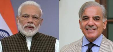 Narendra Modi (L) and Shehbaz Sharif (R)