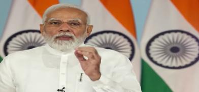 Prime Minister Narendra Modi speaks at the virtual summit on Covid convened by US President Joe Biden on May 12, 2022. (Photo: White House)