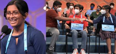 Harini Logan, who won the 2022 National Spelling Bee championship in Washington on Thursday, June 6, 2022. (Photo: Spelling Bee) The three finalists the 2022 National Spelling Bee championship in Washington on Thursday, June 6, 2022, from left, Vikram Raju, the runner-up, Vihan Sibal, who finished third, and Harini Logan, the winner. (Photo: Spelling Bee) Harini Logan, who won the 2022 National Spelling Bee championship in Washington on Thursday, June 6, 2022. (Photo: Spelling Bee) The three finalists the 2022 National Spelling Bee championship in Washington on Thursday, June 6, 2022, from left, Vikram Raju, the runner-up, Vihan Sibal, who finished third, and Harini Logan, the winner. (Photo: Spelling Bee)