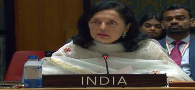 India’s Permanent Representative Ruchira Kamboj speaks at the United Nations Security Council on Monday, August 22, 2022. (Photo Source: UN) India’s Permanent Representative Ruchira Kamboj speaks at the United Nations Security Council on Monday, August 22, 2022. (Photo Source: UN)