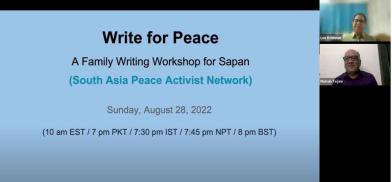A multilingual writing workshop by Lee Krishnan in Mumbai and Mohsin Tejani in Karachi. Screenshot from Zoom A multilingual writing workshop by Lee Krishnan in Mumbai and Mohsin Tejani in Karachi. Screenshot from Zoom