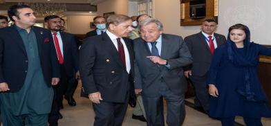 United Nations Secretary-General Antonio Guterres meets with Pakistan Prime Minister  Muhammad Shehbaz Sharif in Islamabad on Friday, September 9, 2022. (Photo: UN)