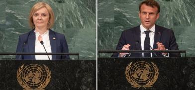Britain’s Prime Minister Liz Truss speaks at the United Nations General Assembly on Wednesday, September 21, 2022 and France’s President Emmanuel Macron speaks at the United Nations General Assembly on Tuesday, September 20, 2022. (Photo: UN) Britain’s Prime Minister Liz Truss speaks at the United Nations General Assembly on Wednesday, September 21, 2022 and France’s President Emmanuel Macron speaks at the United Nations General Assembly on Tuesday, September 20, 2022. (Photo: UN)
