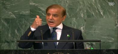 Prime Minister Muhammad Shehbaz Sharif speaks at the UN General Assembly on Friday, September 23, 2022. (Photo Source: UN) Prime Minister Muhammad Shehbaz Sharif speaks at the UN General Assembly on Friday, September 23, 2022. (Photo Source: UN)