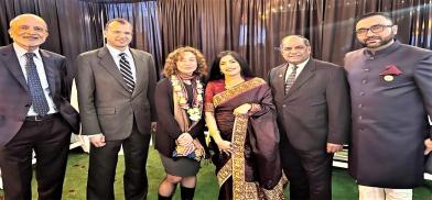 Honorees with Deputy Mayor Meera Joshi and Environmental Protection Commissioner Rohit Aggarwala. From l. to r. M.R. Rangaswamy, Commissioner Aggarwala, Deputy Mayor Joshi, Falu Shah, Dr. Thomas Abraham and Ankur Vaidya