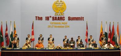 Leaders of SAARC countries at the concluding session of 18th SAARC Summit (November 27, 2014). Photo courtesy: Shivraj / Photo Division / Ministry of External Affairs, India