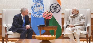 Prime Minister Narendra Modi with United Nations General Assembly President Csaba Korosi in New Delhi in 2023. (File Photo: UN) Prime Minister Narendra Modi with United Nations General Assembly President Csaba Korosi in New Delhi in 2023. (File Photo: UN)