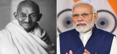 Mahatma Gandhi and Prime Minister Narendra Modi