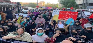 Demonstrators in Karachi, 25 December 2023, protesting Islamabad police use of force on Baloch activists. Photo by Abdullah Zahid/Sapan News Demonstrators in Karachi, 25 December 2023, protesting Islamabad police use of force on Baloch activists. Photo by Abdullah Zahid/Sapan News