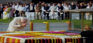 Prime Minister Narendra Modi pays homage to Mahatma Gandhi