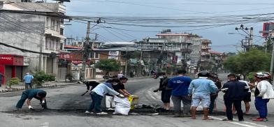 Volunteers clean up debris in Golfutar, central Kathmandu.September 10, 2025. Photo by Pratibha Tuladhar