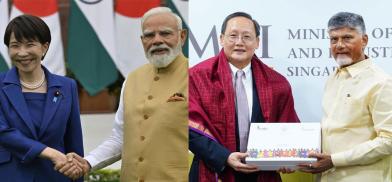 Modi with Japan PM and Andhra CM in Singapore