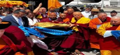 Relics of Arahant Mahamogallana and Arahant Sariputta being received in the Mongolian capital Ulaanbataar on May 30, 2026 after they were brought from India