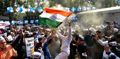 AAP celebration after party won Delhi Assembly elections 