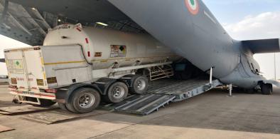 Indian Air Force airlifts giant oxygen tankers