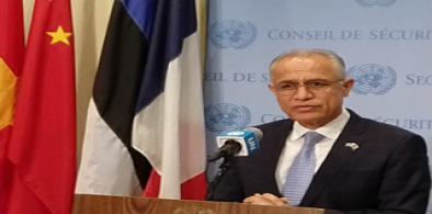 Afghanistan's Permanent Representative Ghulam Isaczai speaks to reporters outside the United Nations Security Council on Friday, August 6, 2021. (Photo: Arul Louis)