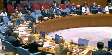 Members of the United Nations Security Council vote on Wednesday, August 18, 2021, on a resolution proposed by India on accountability for those committing crimes against peacekeepers. It was passed unanimously. (Photo: UN)