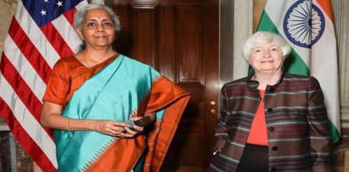 India's Finance Minister Nirmala Sitharaman met with United States Treasury Secretary Janet Yellen in Washington (Photo: Twitter)