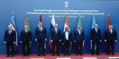 NSAs of Russia, Iran, Tajikistan, Uzbekistan, Turkmenistan, Kazakhstan and Kyrgyzstan participated in the meeting held in Delhi, chaired by NSA Ajit Doval. (Twitter: @MEAIndia)