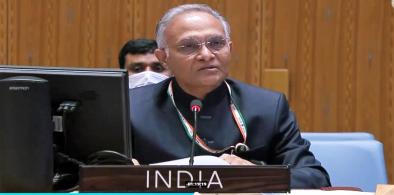 Sanjay Verma, India's External Affairs Ministry Secretary West, speaks at the United Nations Security Council on Tuesday, March 8, 2022 (Photo: UN)