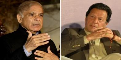 Prime Minister Shehbaz Sharif (L) and PTI Chairman Imran Khan. (R)