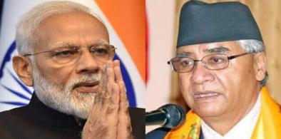 Indian Prime Minister Narendra Modi and Nepali Prime Minister Sher Bahadur Deuba