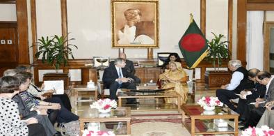 US delegation meeting Hasina in Dhaka (Photo: Twitter)