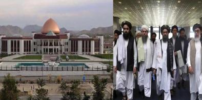 Afghanistan parliament building and Taliban leaders (Photo: Twitter)